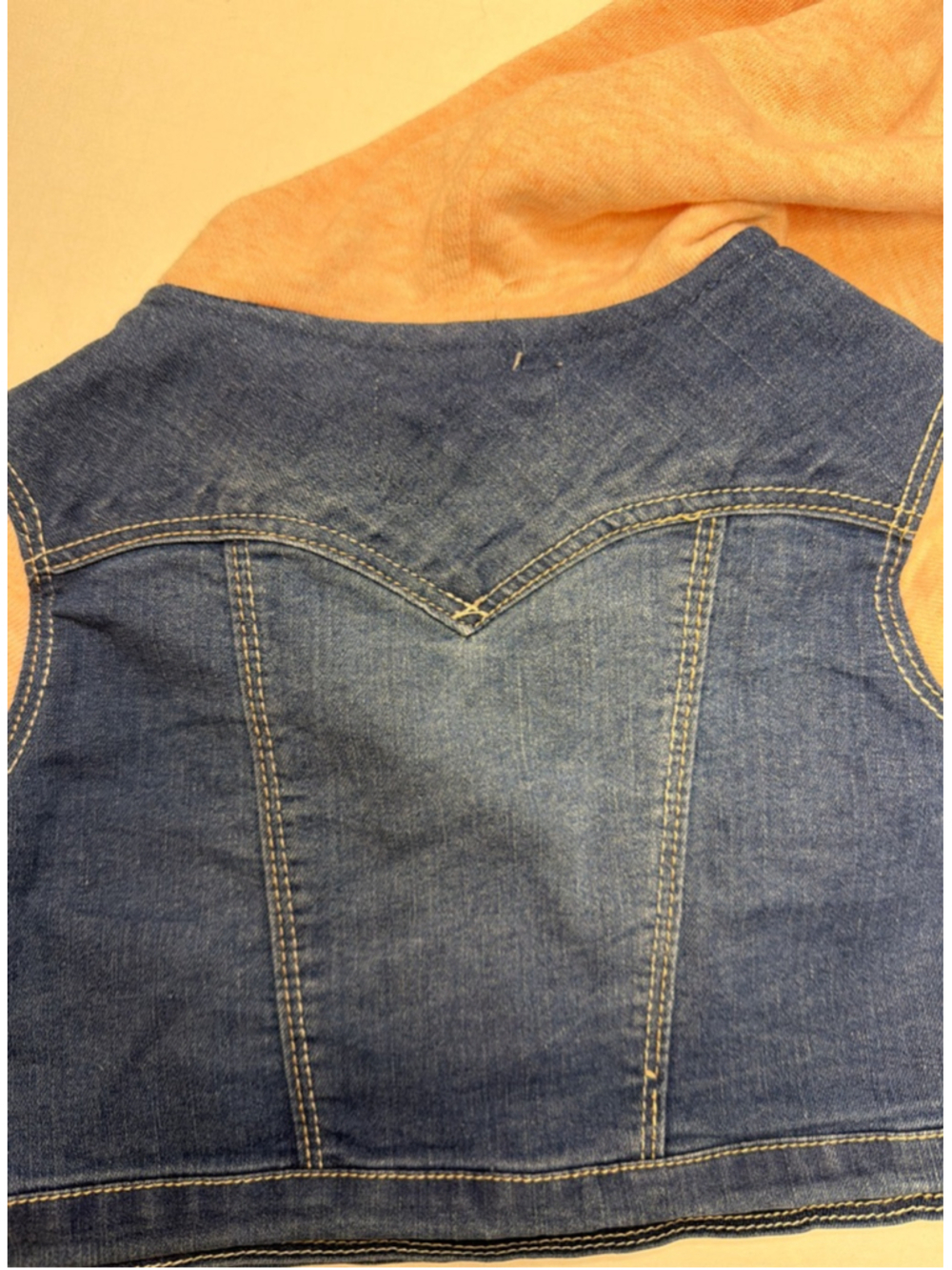 Baby Girl Levi's Hooded Denim Jean Jacket 12 Months Knit Sleeves Snap Front - Picture 4 of 5